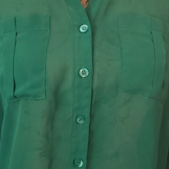 Sheer Emerald Green Blouse see through Brand Mine and Size Small. - Picture 8 of 11